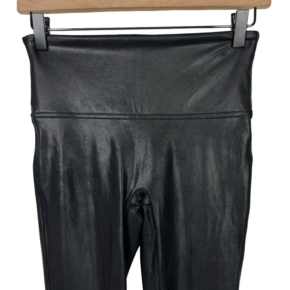 Spanx Classic Black Faux Leather High Waist Ankle Length Compression Leggings - Picture 4 of 8